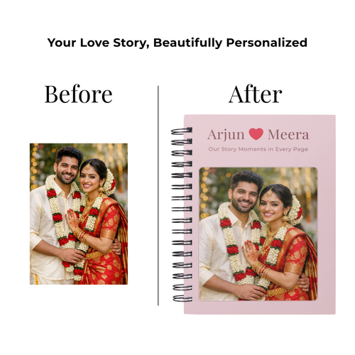 Personalized Couple Photo & Name Notebook – A5 Lined | 100 GSM | 120 Pages