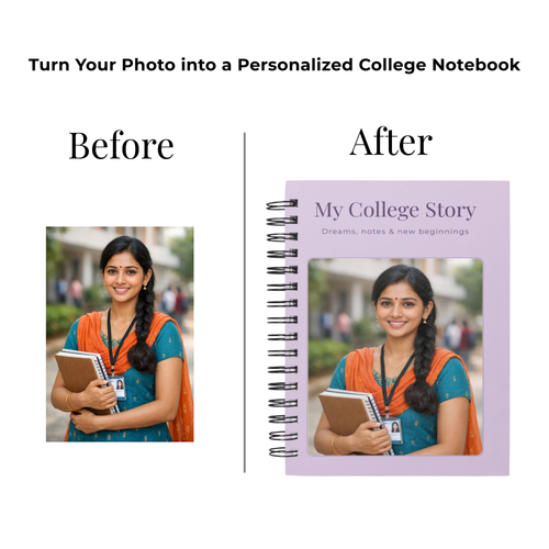 Personalized College Student Photo & Name Notebook – A5 Lined | 100 GSM | 120 Pages