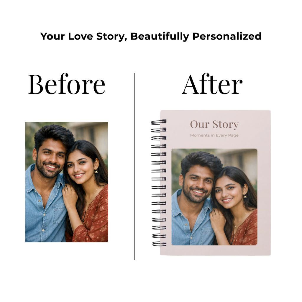 Personalized Couple Photo & Name Notebook – A5 Lined | 100 GSM | 120 Pages