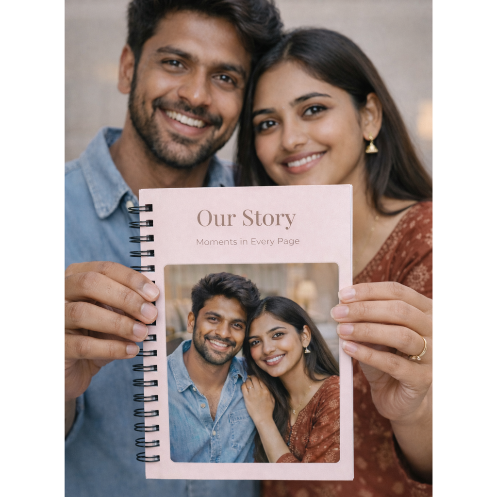 Personalized Couple Photo & Name Notebook – A5 Lined | 100 GSM | 120 Pages