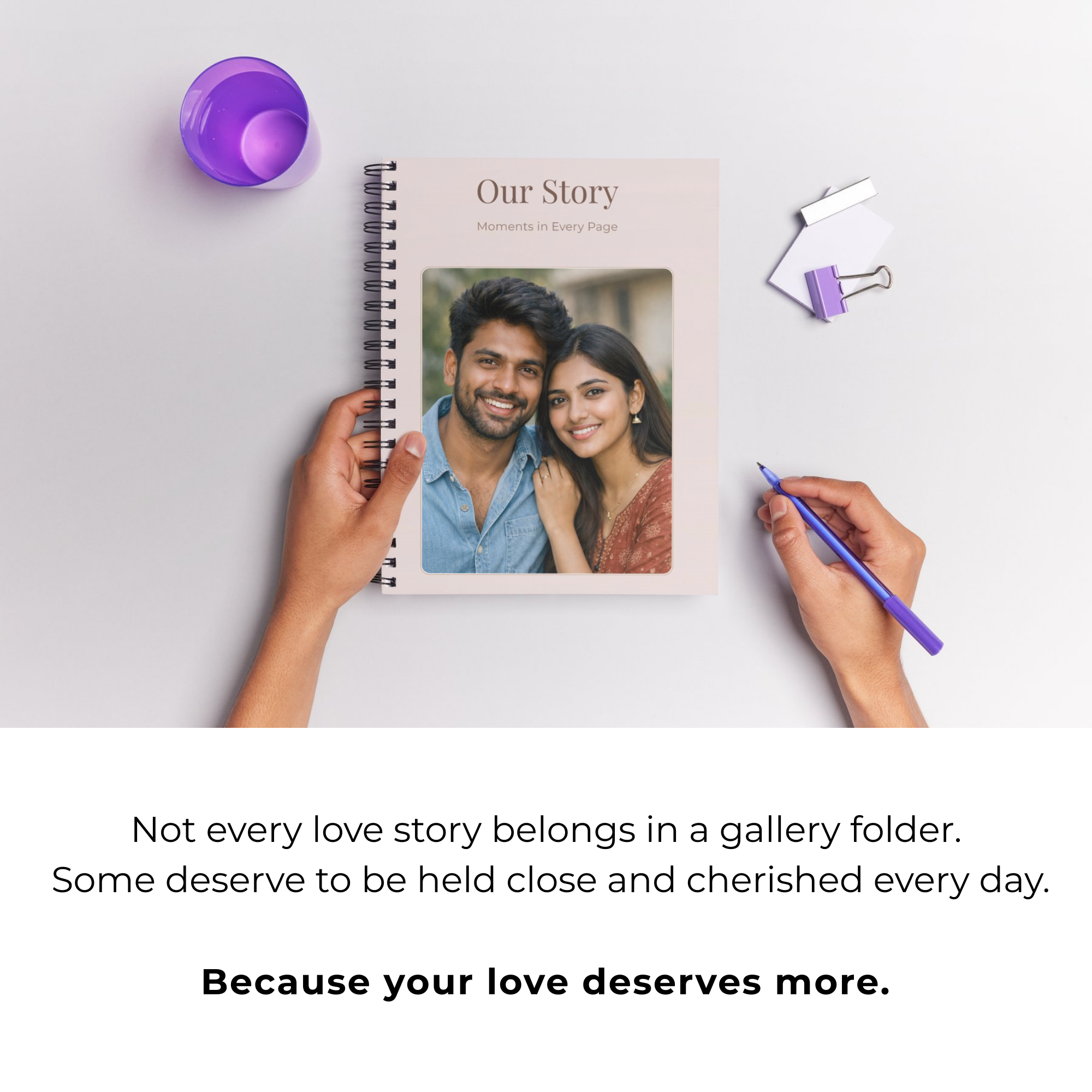 Personalized Couple Photo & Name Notebook – A5 Lined | 100 GSM | 120 Pages