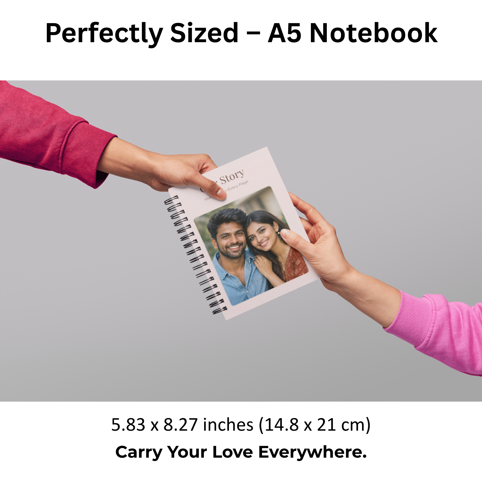 Personalized Couple Photo & Name Notebook – A5 Lined | 100 GSM | 120 Pages