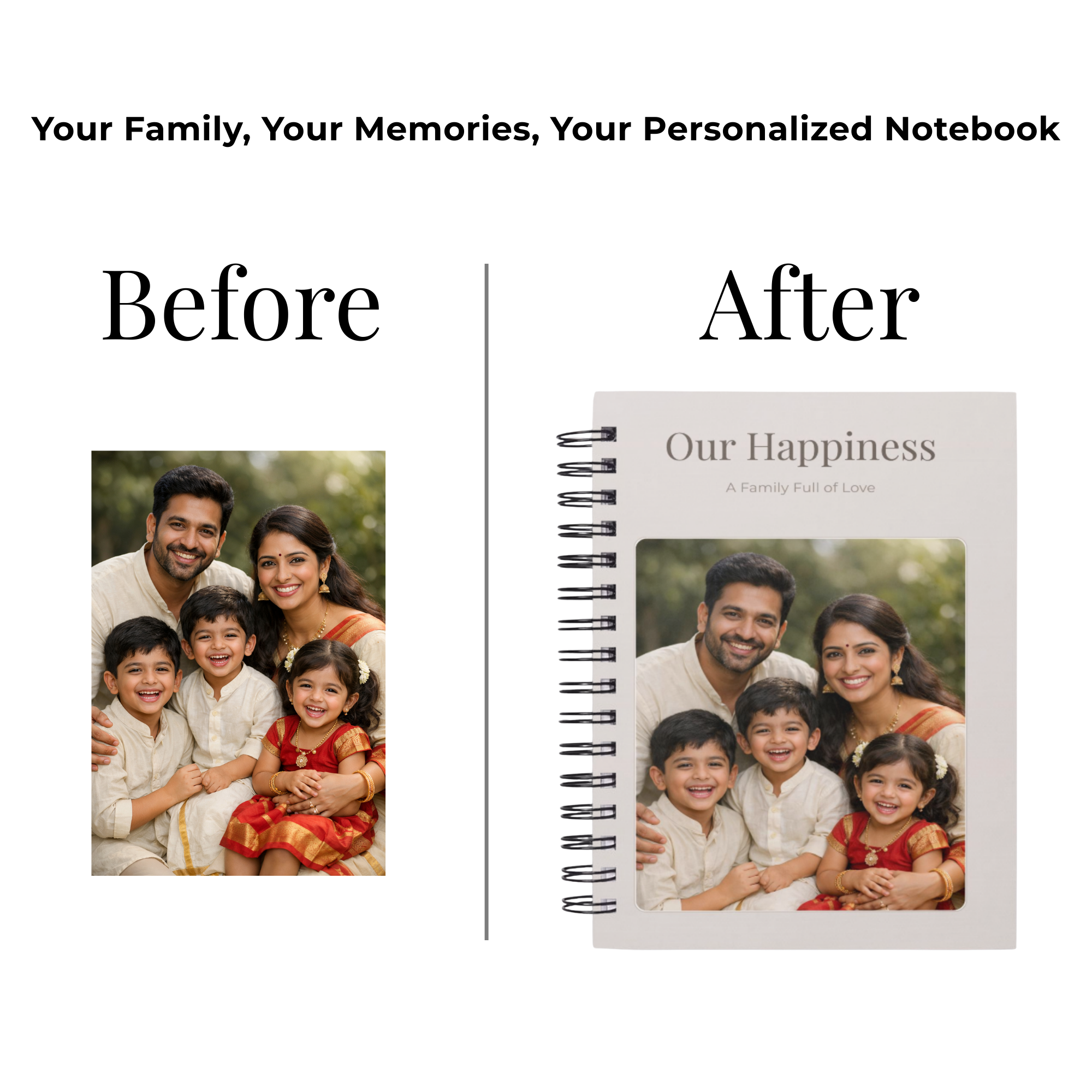 Personalized Family Photo & Name Notebook – A5 Lined | 100 GSM | 120 Pages