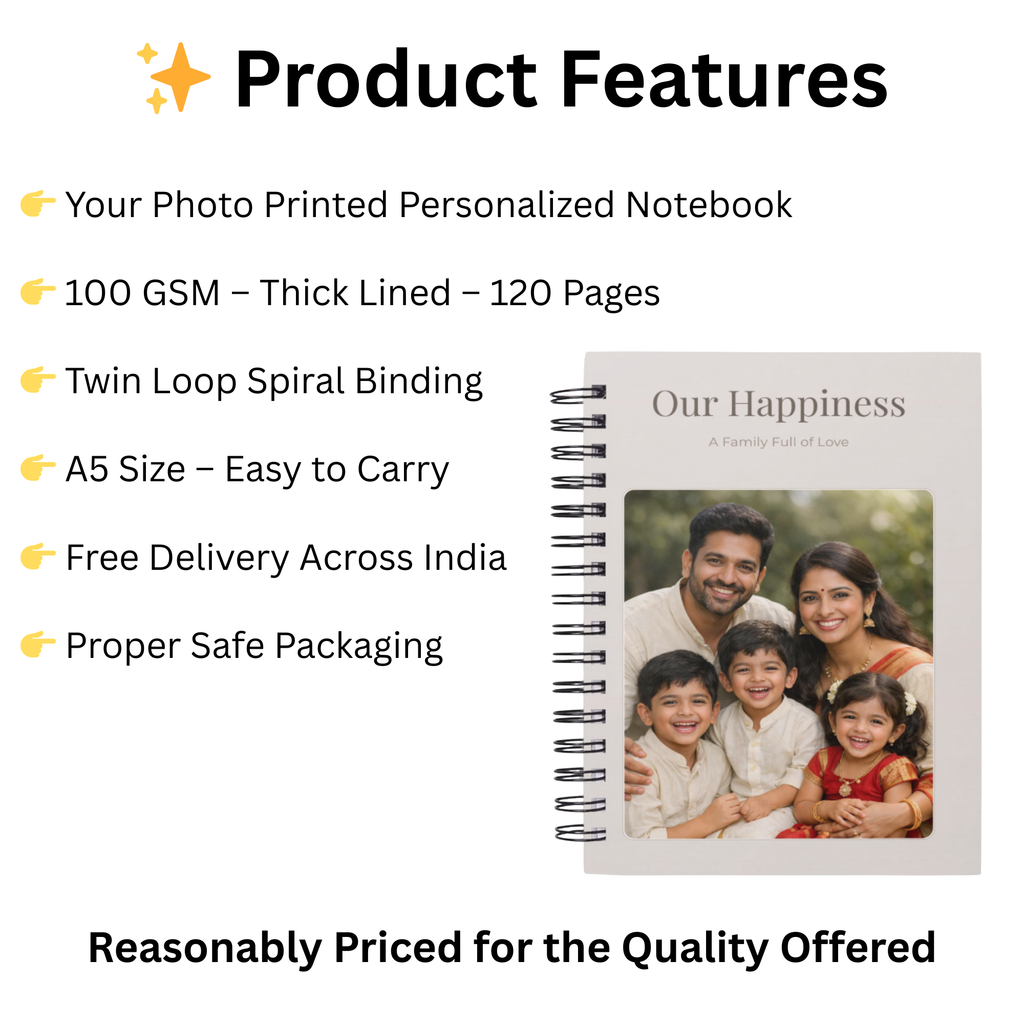 Personalized Family Photo & Name Notebook – A5 Lined | 100 GSM | 120 Pages
